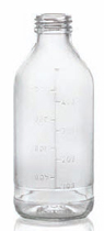 100 ml plasmafles, helder, type 3 geblazen glas