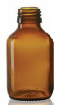 100 ml siroopfles, amber, type 3 geblazen glas
